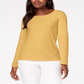 Karen Scott Blusa feminina de algodão com decote redondo, dourada, tamanho extragrande