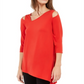 Blusa feminina Alfani com ombros descobertos e assimétrica, vermelha, tamanho X-S