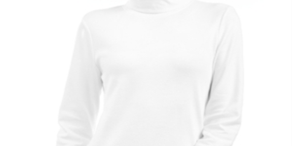 Karen Scott Blusa de gola alta feminina de algodão, branca, tamanho grande