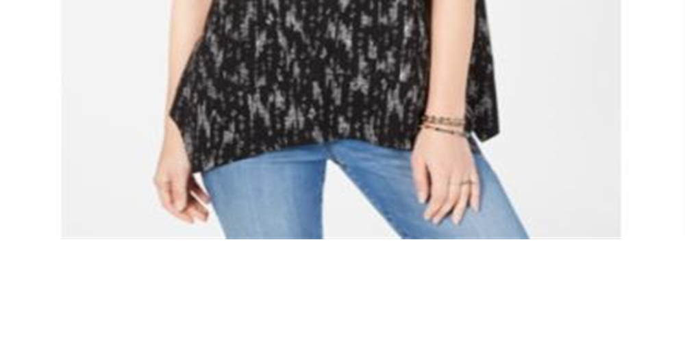 Blusa feminina estilo &amp; co com decote redondo e estampa, preta, tamanho extrapequeno