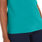 Blusa feminina Karen Scott com decote dividido e acabamento em crochê, verde, tamanho X-S