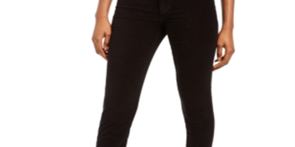 Jeans Hilary Velvet de cintura alta feminino, preto, tamanho 28