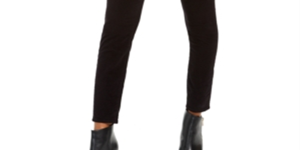 Jeans Hilary Velvet de cintura alta feminino, preto, tamanho 28
