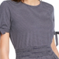 Blusa peplum feminina Maison Jules com manga amarrada, azul, tamanho grande