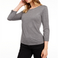 Camiseta feminina lisa com manga 3/4 Maison Jules cinza tamanho pequeno