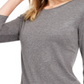 Camiseta feminina lisa com manga 3/4 Maison Jules cinza tamanho pequeno