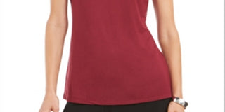 Blusa feminina Alfani com decote falso e sem mangas, vermelha, tamanho pequeno P