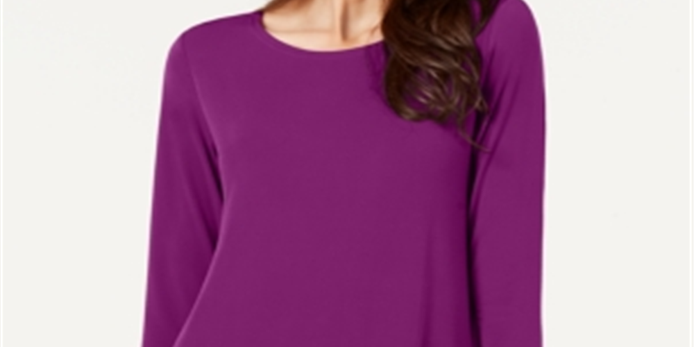 Blusa feminina Alfani com decote redondo e alças finas, roxa, tamanho extragrande