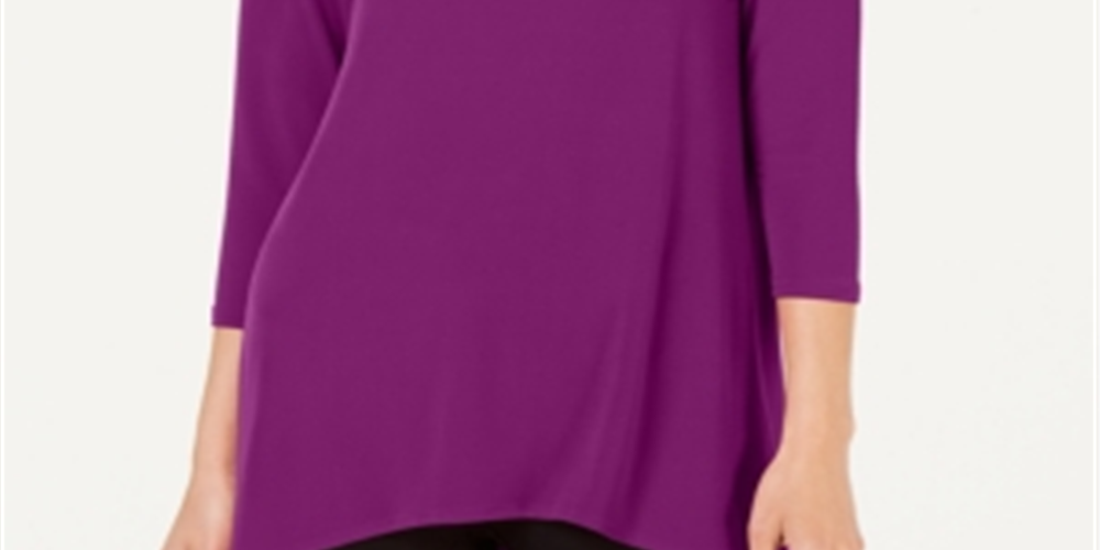 Blusa feminina Alfani com decote redondo e alças finas, roxa, tamanho extragrande