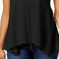 Top feminino de algodão com bainha de lenço, preto, tamanho PP