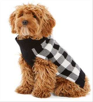 Suéter feminino com estampa xadrez e estampa de cachorro Charter Club, tamanho XS, branco