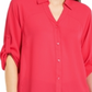 Blusa feminina Alfani com botões e supertúnica vermelha, tamanho médio