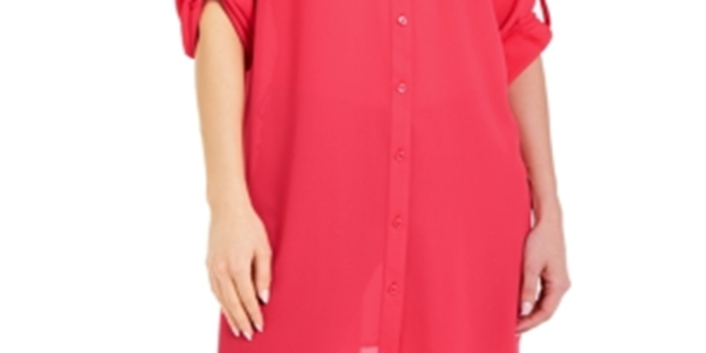Blusa feminina Alfani com botões e supertúnica vermelha, tamanho médio