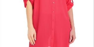 Blusa feminina Alfani com botões e supertúnica vermelha, tamanho médio