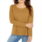 Estilo e CoTop feminino de manga comprida e gola redonda, amarelo, tamanho grande