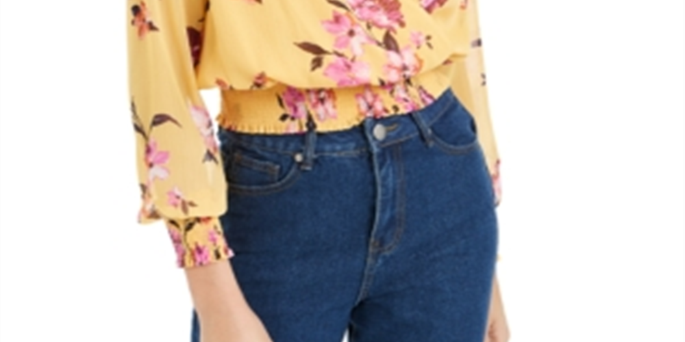 Blusa feminina estampada Bar III amarela tamanho X-G