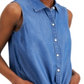 Blusa feminina sem mangas com gola alta Charter Club, azul, tamanho 4