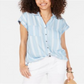 Camisa feminina de manga curta estilo &amp; Co, azul, tamanho médio