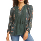 Estilo e CoTop floral feminino com cadarço verde tamanho extragrande