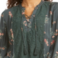 Estilo e CoTop floral feminino com cadarço verde tamanho extragrande