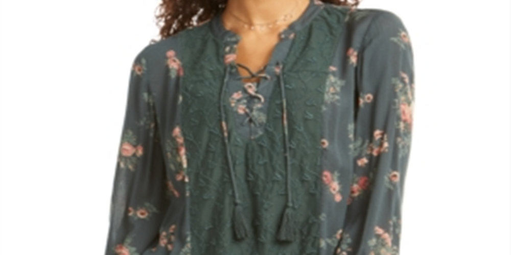 Estilo e CoTop floral feminino com cadarço verde tamanho extragrande