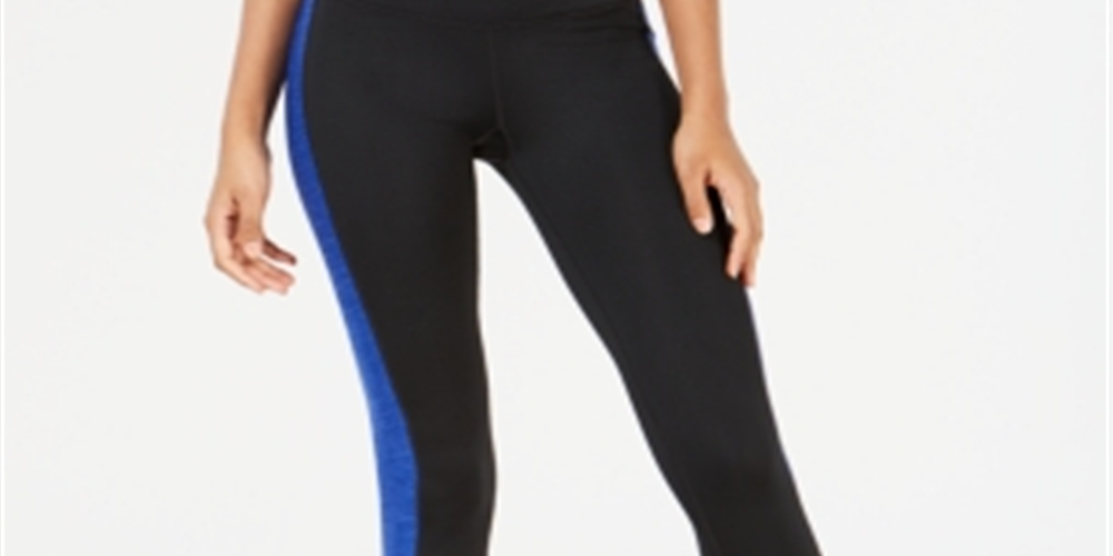 Leggings cropped femininas Ideology Colorblocked, azul, tamanho X-S