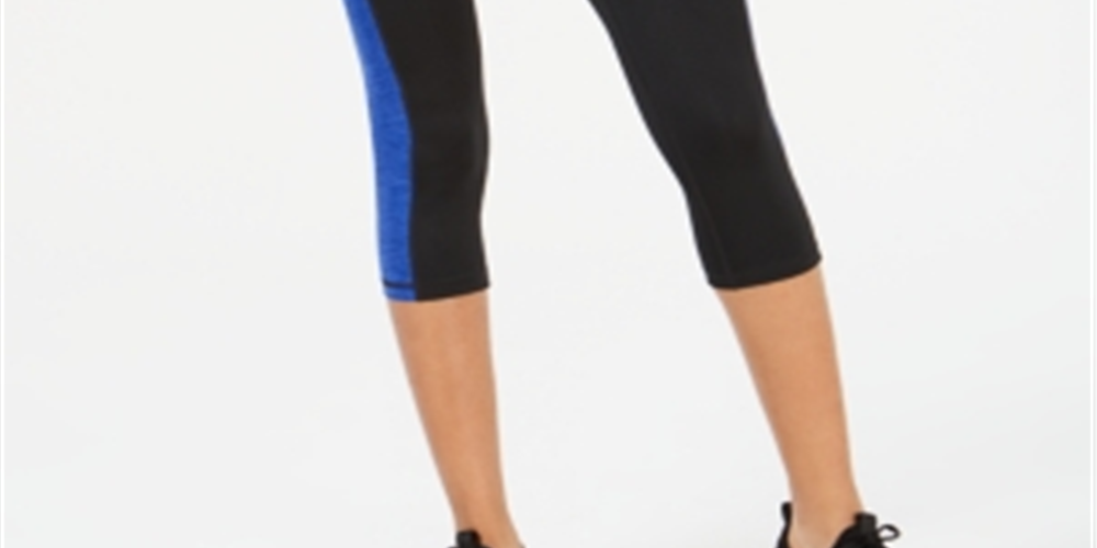 Leggings cropped femininas Ideology Colorblocked, azul, tamanho X-S