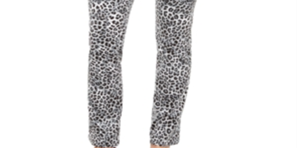 Calça jeans feminina Charter Club com estampa animal Lexington, perna reta, branca, tamanho 18