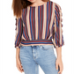 Blusa listrada com mangas treliçadas BCX Junior, verde, tamanho pequeno
