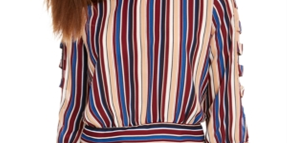 Blusa listrada com mangas treliçadas BCX Junior, verde, tamanho pequeno