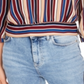 Blusa listrada com mangas treliçadas BCX Junior, verde, tamanho pequeno