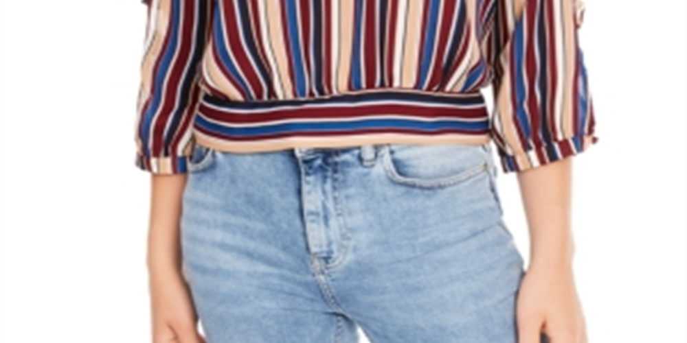 Blusa listrada com mangas treliçadas BCX Junior, verde, tamanho pequeno