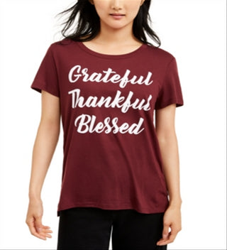 Camiseta Love Tribe Junior's Grateful Thankful Blessed Roxa Tamanho X-S