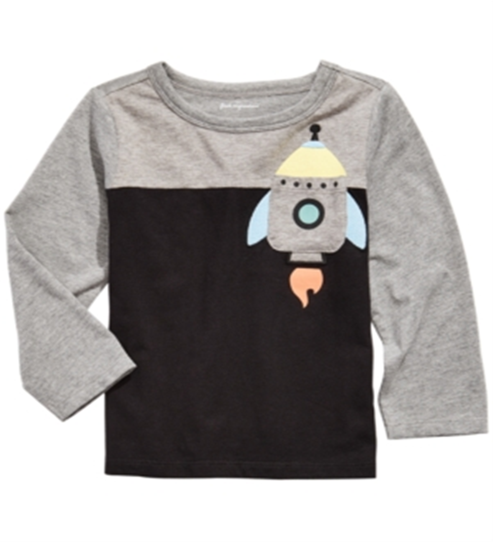 Camiseta infantil com estampa de foguete e bolso First Impressions para meninos, tamanho 6 a 9 meses