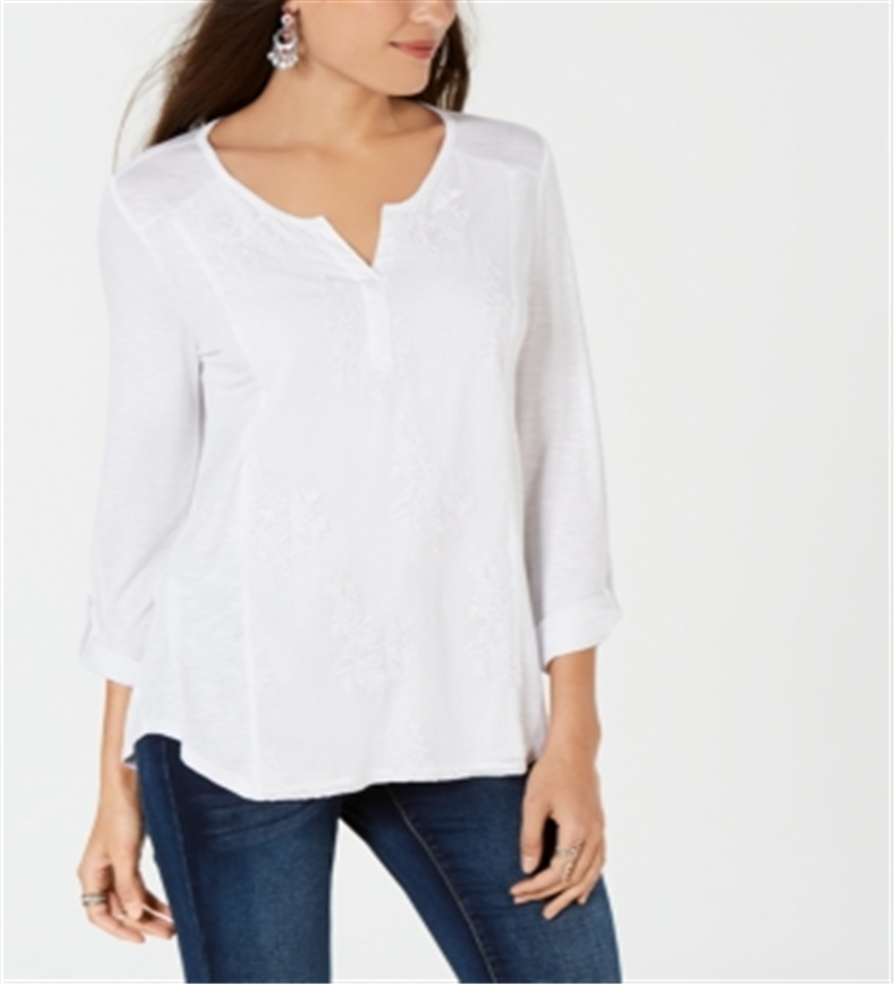 Estilo e CoTop feminino bordado contrastante branco tamanho pequeno