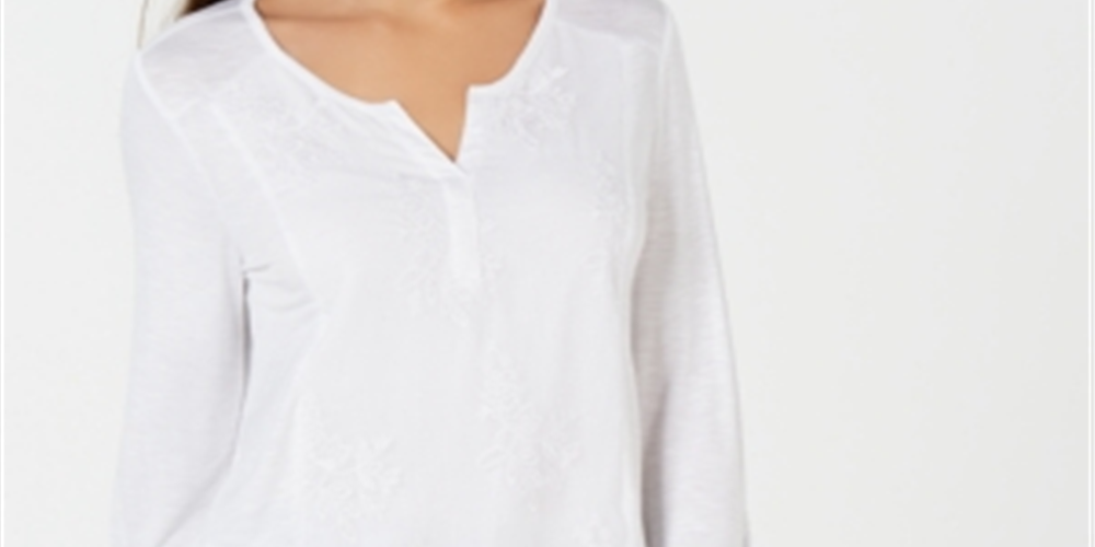 Estilo e CoTop feminino bordado contrastante branco tamanho pequeno