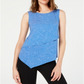 Blusa feminina Alfani com sobreposição assimétrica, azul, tamanho pequeno P