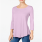 Top feminino com decote redondo JM Collection, roxo, tamanho pequeno G