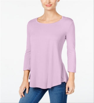 Top feminino com decote redondo JM Collection, roxo, tamanho pequeno G