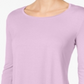 Top feminino com decote redondo JM Collection, roxo, tamanho pequeno G