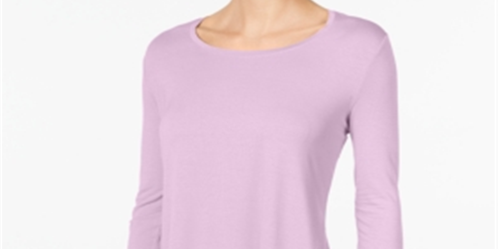 Top feminino com decote redondo JM Collection, roxo, tamanho pequeno G