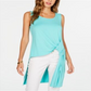 Blusa túnica alta e baixa feminina Alfani, verde, tamanho pequeno GG