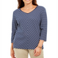 Blusa listrada feminina Karen Scott, azul, tamanho pequeno, P