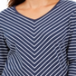 Blusa listrada feminina Karen Scott, azul, tamanho pequeno, P