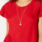 Estilo e CoTop feminino com detalhe de ilhós e mangas bufantes, vermelho, tamanho médio