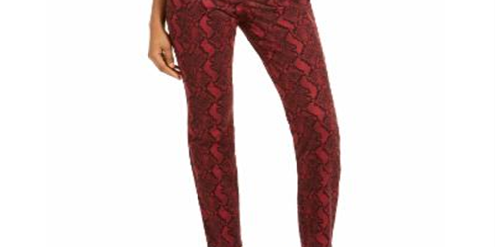 Calça jeans skinny feminina INC International Concepts Essential com estampa de cobra, vermelha, tamanho 2