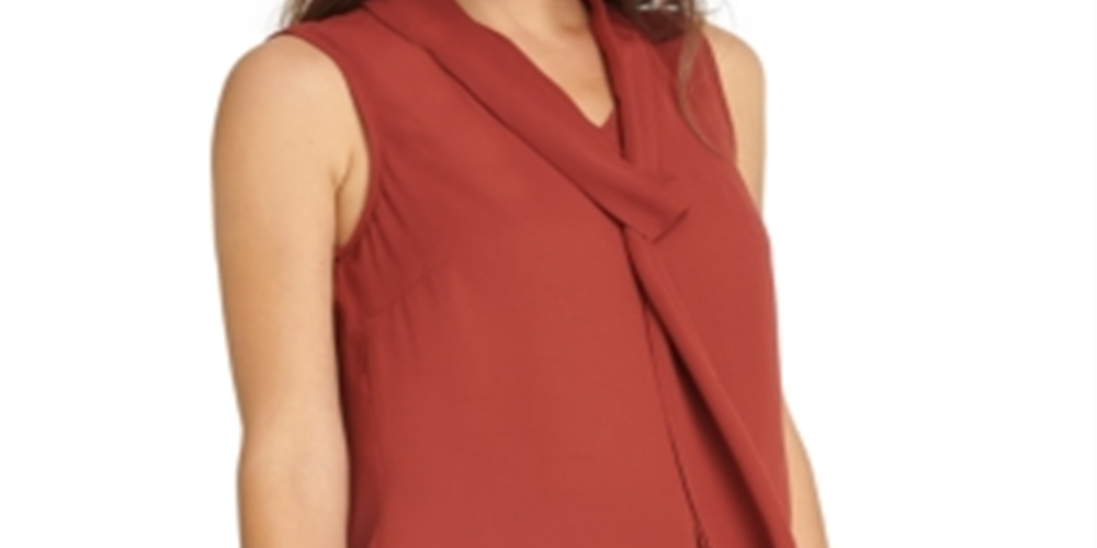 Blusa feminina sem mangas DKNY para usar no trabalho, marrom, tamanho pequeno grande