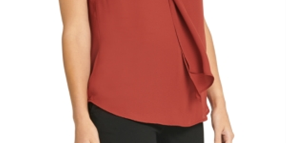 Blusa feminina sem mangas DKNY para usar no trabalho, marrom, tamanho pequeno grande