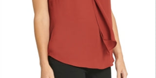 DKNY Women's Sleeveless Blouse Wear to Work Top Brown Size Petite Large