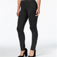 Leggings femininas de malha ponte com bainha de pressão, pretas, tamanho pequeno